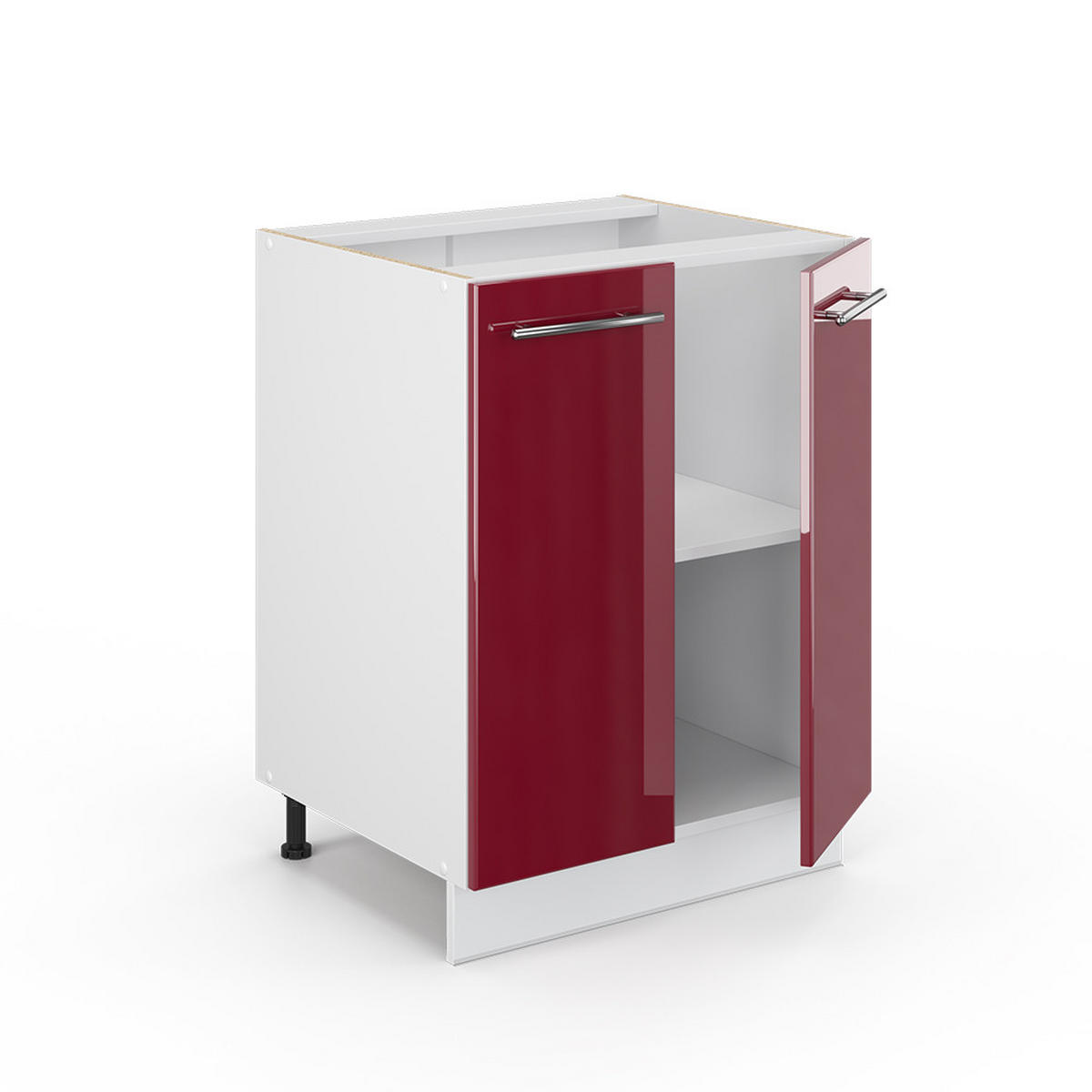 KÜCHENUNTERSCHRANK Fame-Line Bordeaux Hochglanz 60 cm, AP Marmor - Bordeaux/Weiß, Holzwerkstoff (60/82/60cm) - Vicco