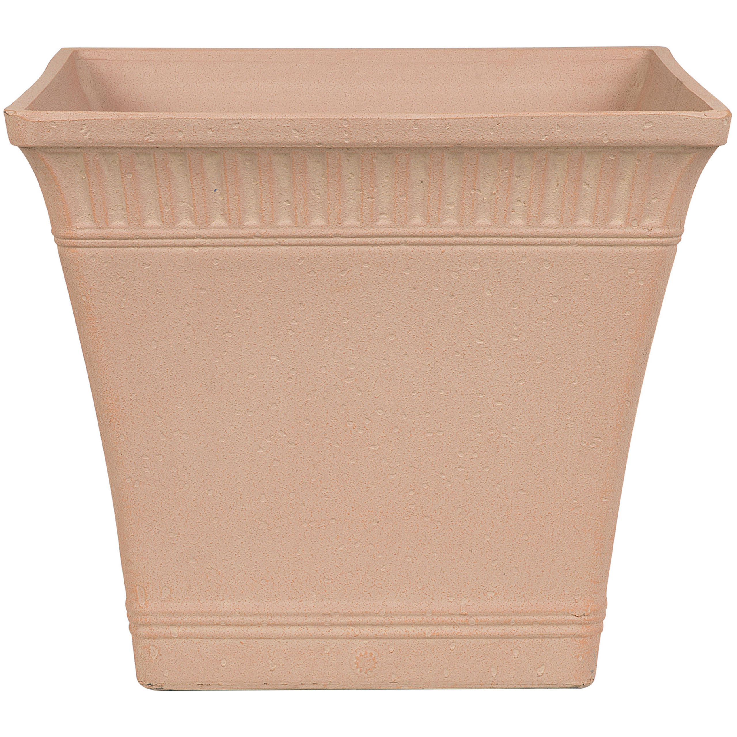 BLUMENTOPF pfirsichrosa quadratisch 41/41/36 cm Psatha - Pink, Stein (36cm) - Beliani
