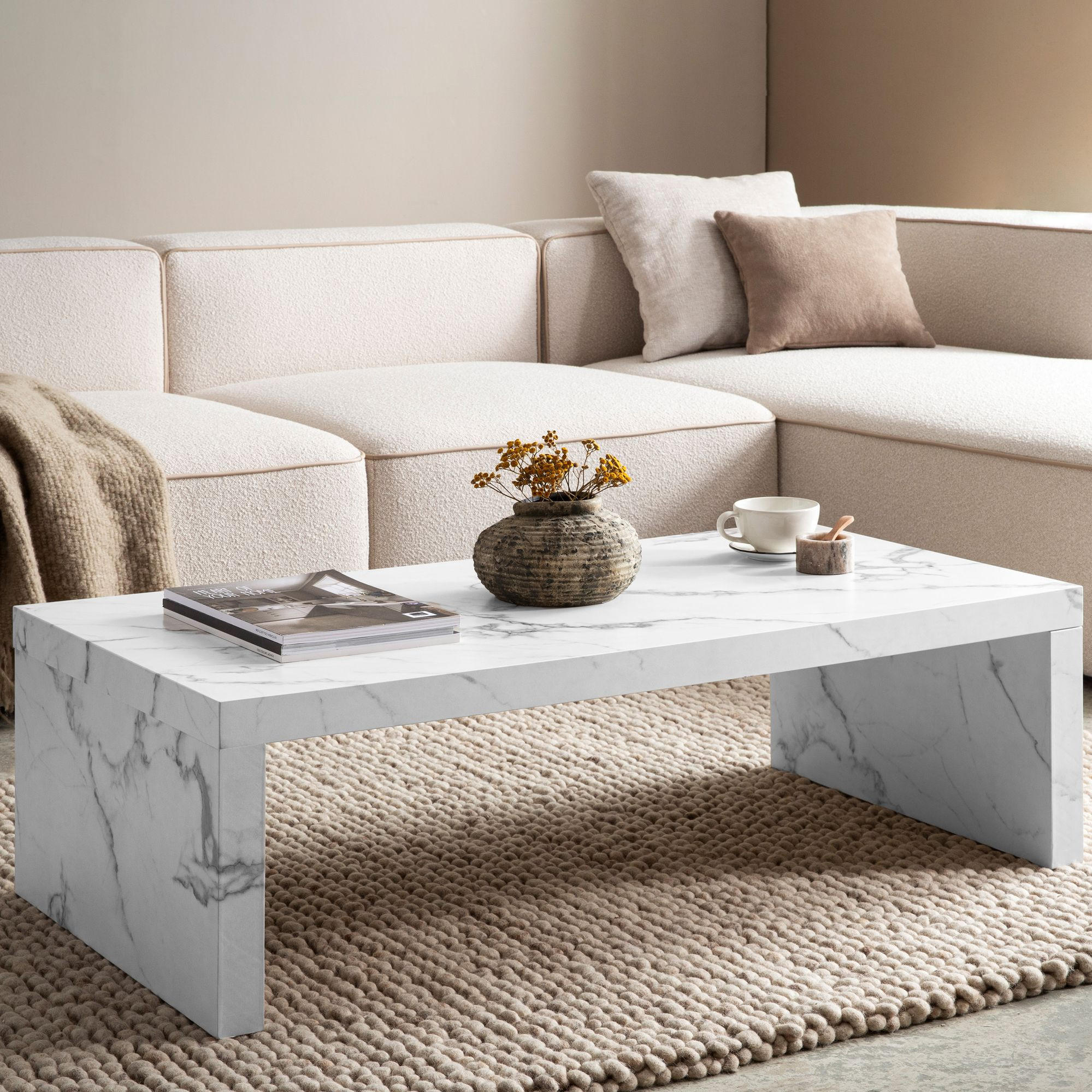 Thumbnail - Kadima Design Couchtisch, Weiß, Holzwerkstoff, Rechteckig,Rechteckig, Wange, 110x35x55 cm, Wohnzimmer, Wohnzimmertische,...