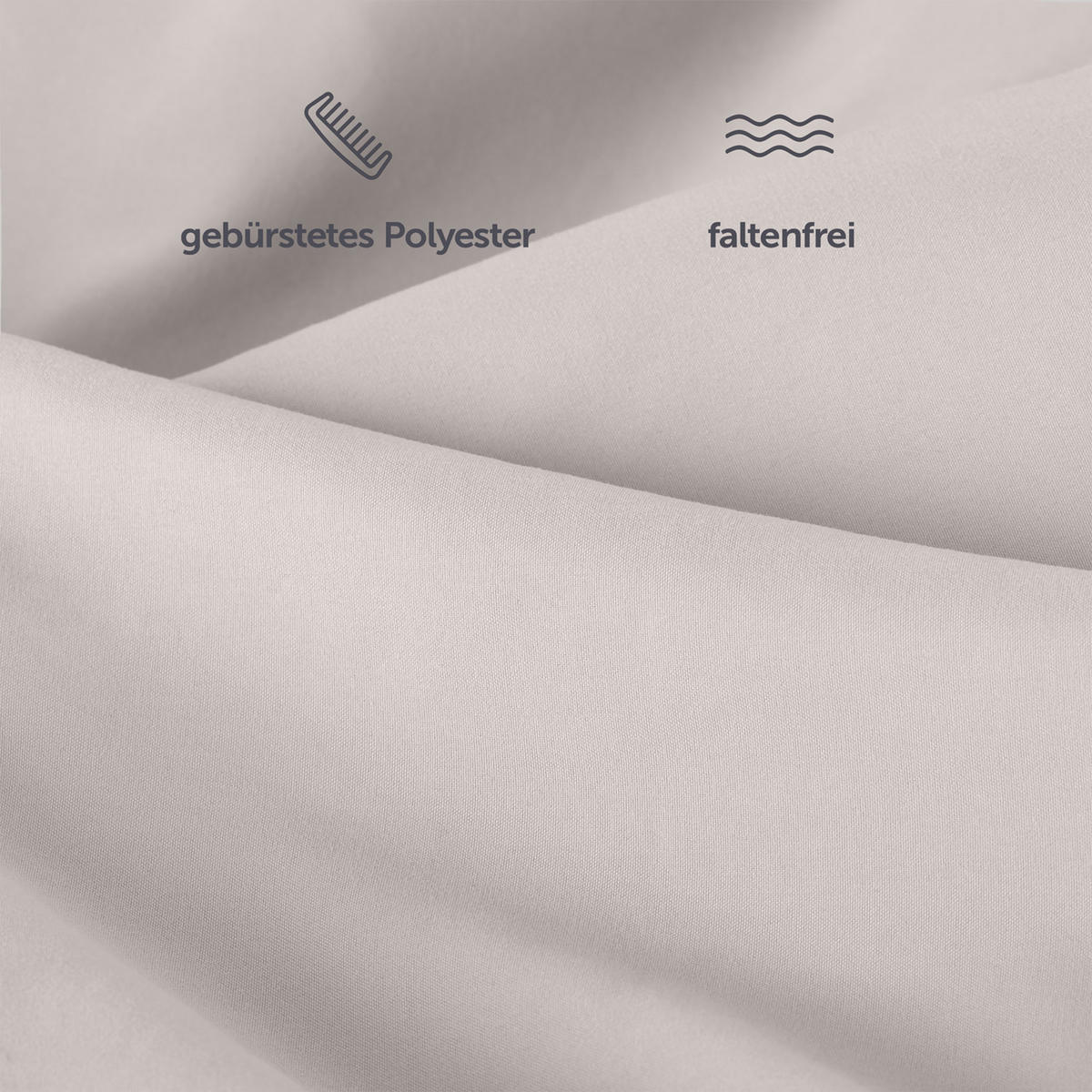 BETTLAKEN 3er Set - Spannbettlaken 180x200x30cm 2X Kissenbezug 50x80cm - Moonlight Grey - Hellgrau, Textil (180/200cm)