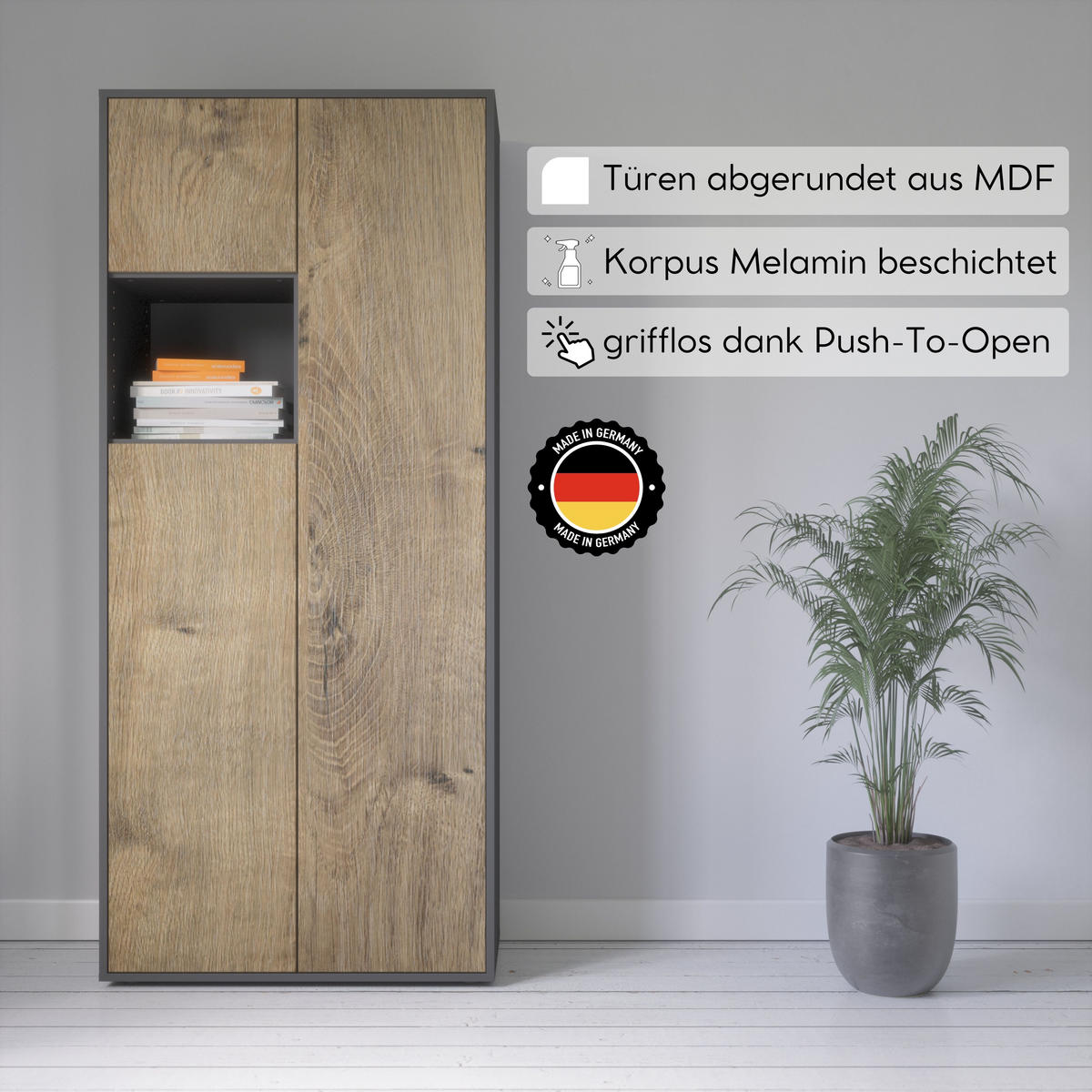 AKTENSCHRANK Amira T10 Eiche Ribbeck 180/80/40 cm - Alteiche, Holzwerkstoff (80/180/40cm) - SIMPLYFURN