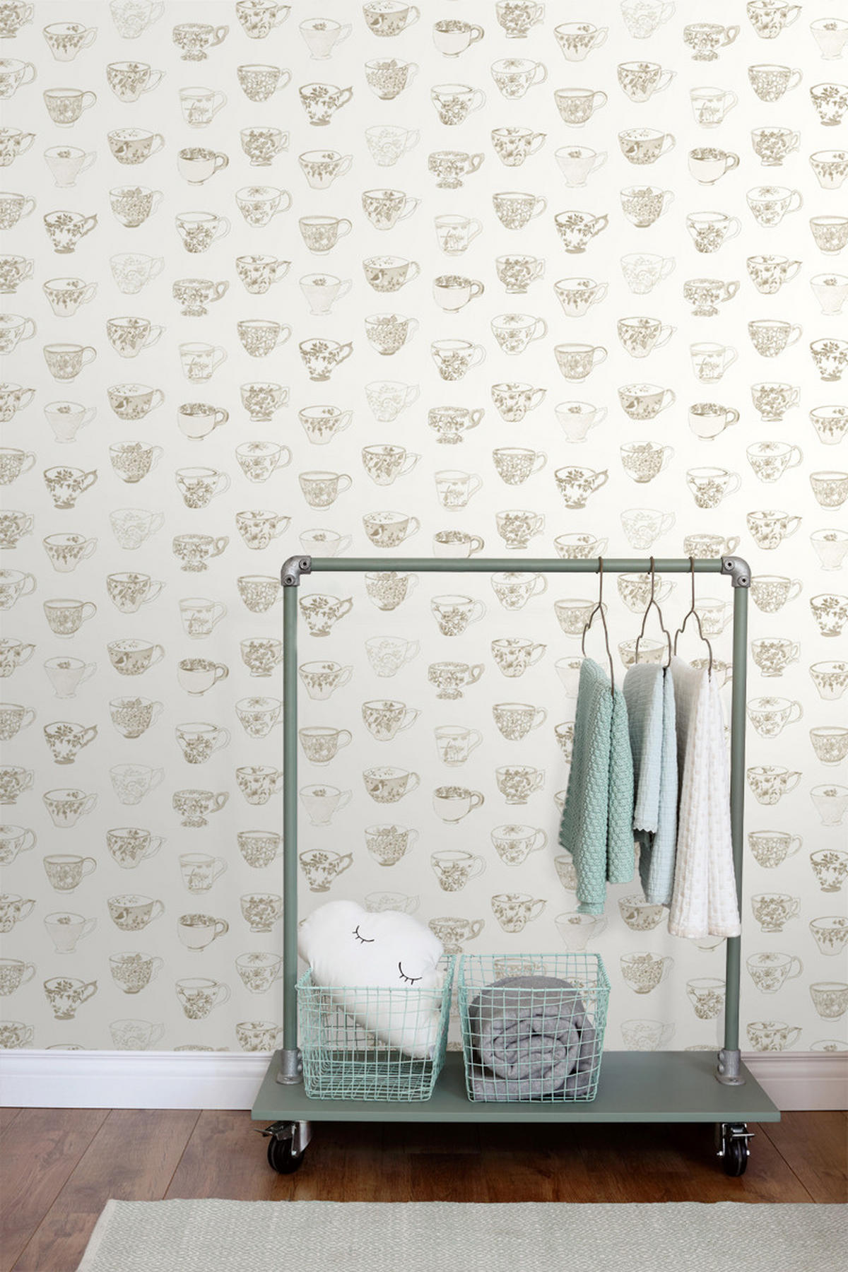 TAPETE Tassen und Untertassen 53 cm x 10.05 m - Beige, Papier (53/1000cm) - ESTAhome