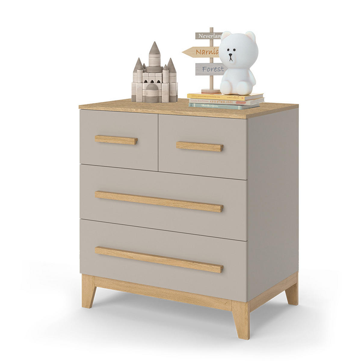 KOMMODE Malia Cashmere-Eiche 80 x 88 cm mit 4 Schubladen - Kaschmir, Holzwerkstoff (80/88/53.4cm) - VitaliSpa
