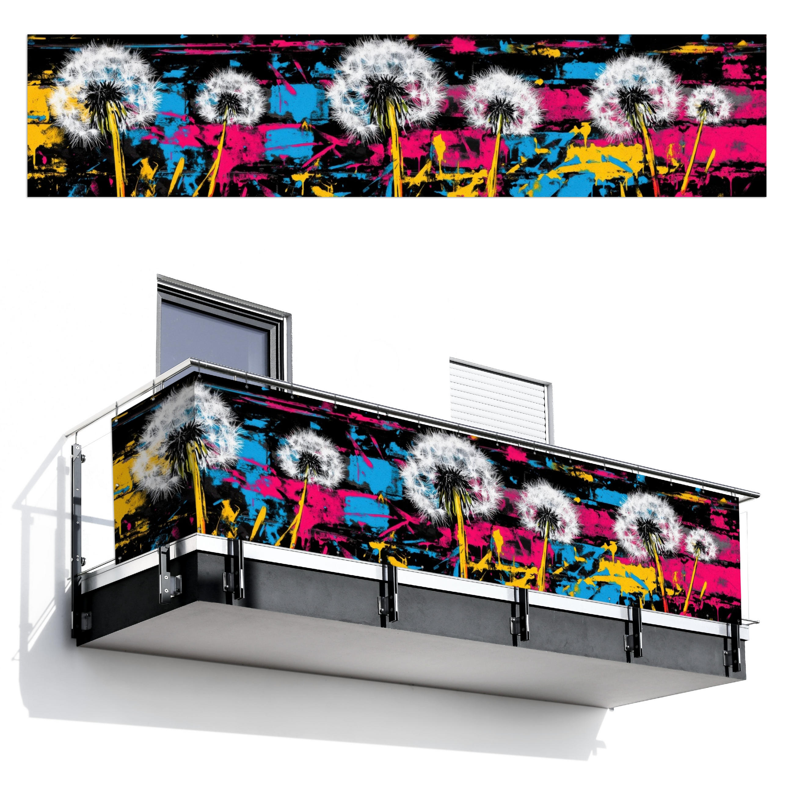 MuchoWow BALKONOVÁ ZÁSTĚNA Street art - Barevné - Nástěnné 500x110 cm