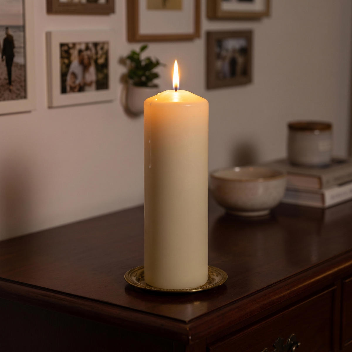 KERZE aus Paraffin 8/8/24,5 cm - Beige, Paraffin (8/24.5/8cm) - Home Styling Collection