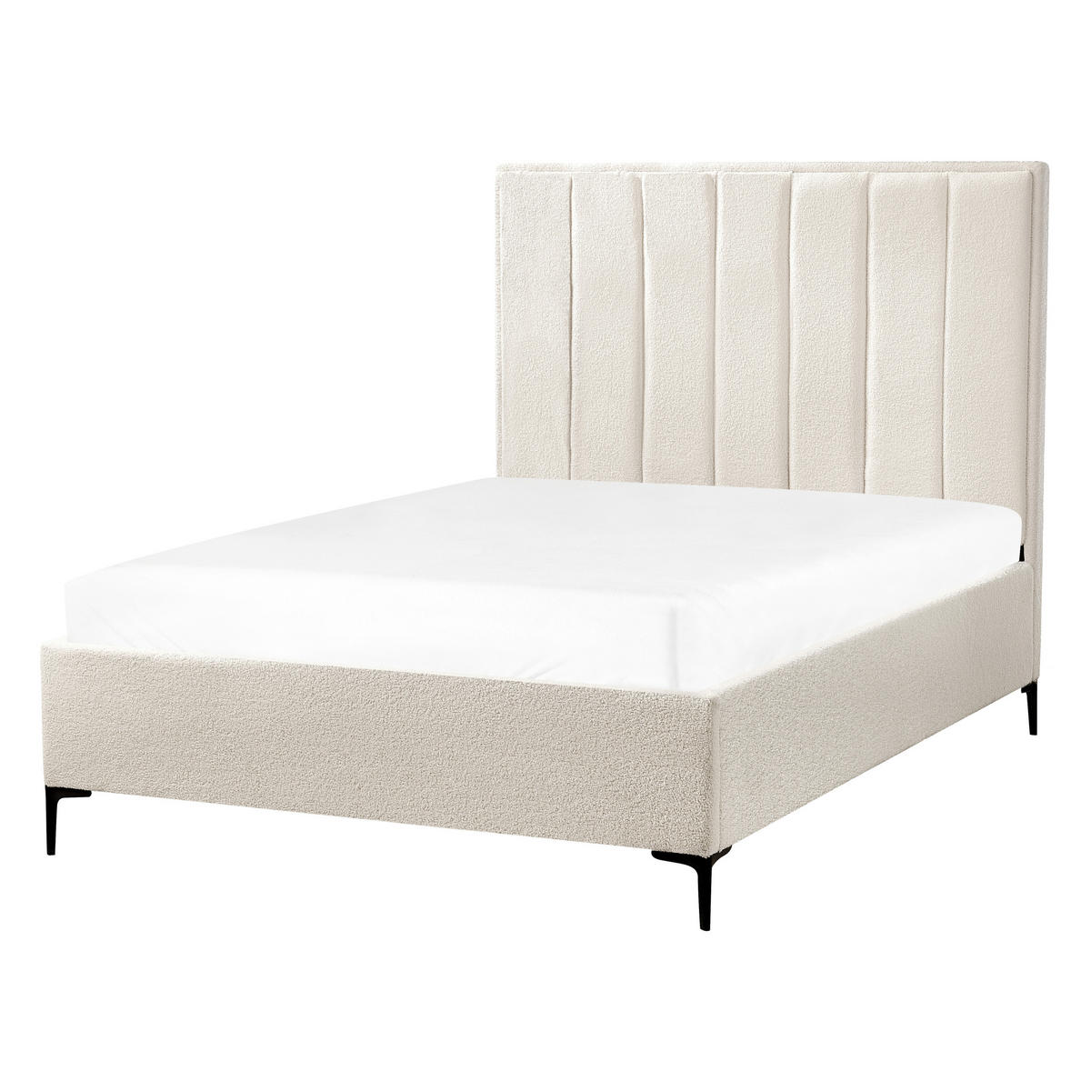 POLSTERBETT 140x200 cm Weiß Sezanne - Creme, Textil (140/200cm) - Beliani