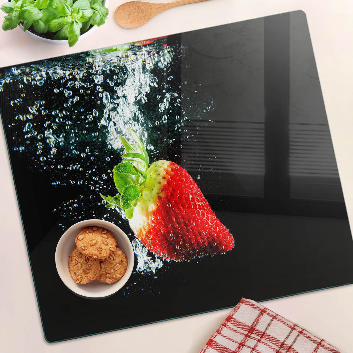 GLASPLATTE 60x52 cm Erdbeerwasser - Rot, Glas (60/0.4/52cm) - TULUP