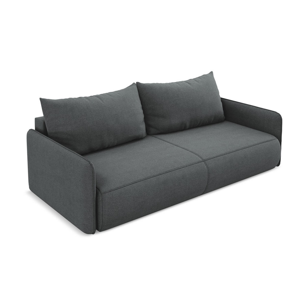 3-SITZER SOFA mit Schlaffunktion Strukturstoff Stoff Grau - Schwarz/Grau, Kunststoff/Textil (216/86/105cm) - LaMiaSofa