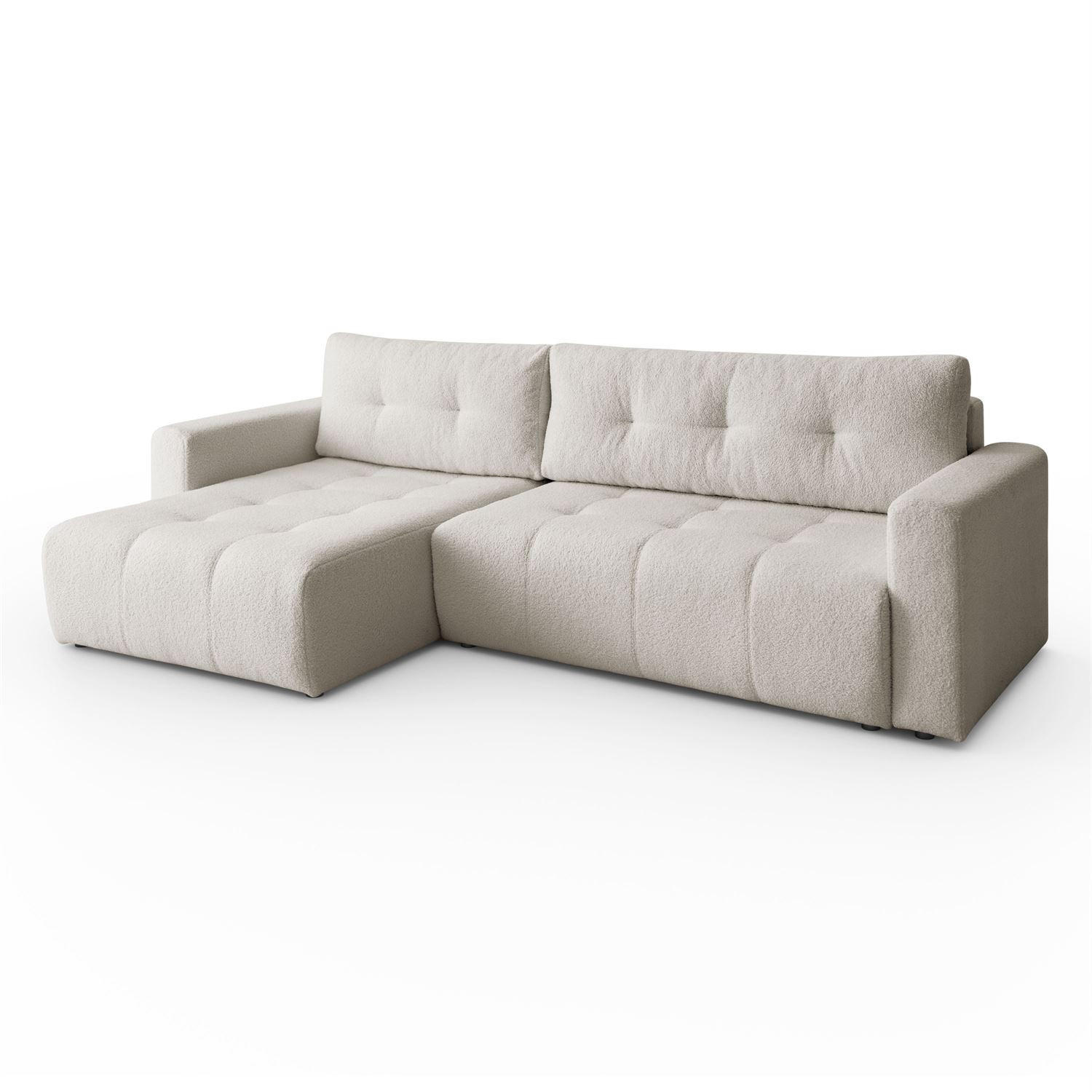 ECKSOFA ASTON mit Schlaffunktion und Bettkasten - Ecru, Textil (261/143cm) - Lookway