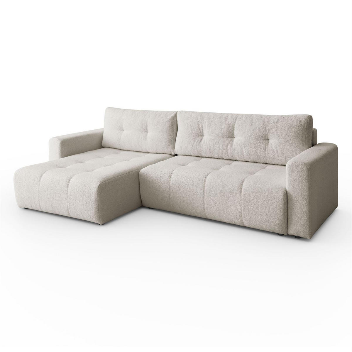 ECKSOFA ASTON mit Schlaffunktion und Bettkasten - Ecru, Textil (261/143cm) - Lookway