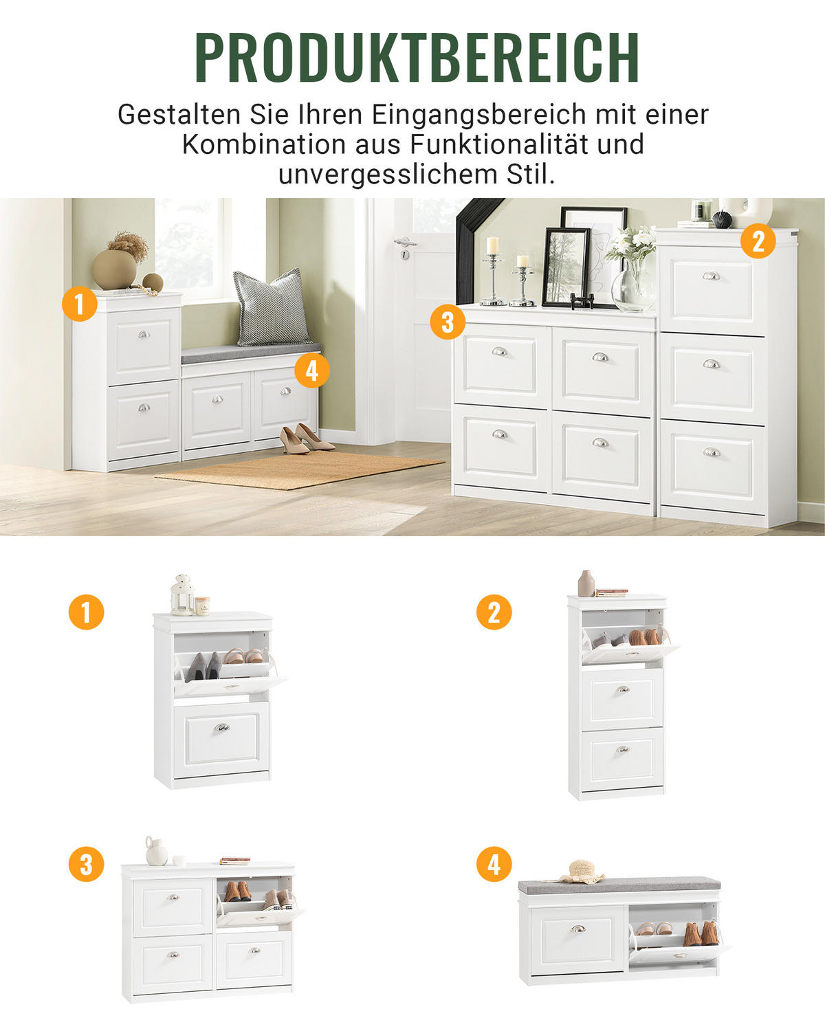 SCHUHBANK Weiß - Weiß, Holzwerkstoff (104/52/24cm) - SoBuy