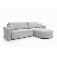 ECKSOFA Mit Schlaffunktion, Cordstoff Poso, Hellgrau, Rechts, ROUND ONE XL - Hellgrau, Holz (271/175cm) - Kaiser Möbel