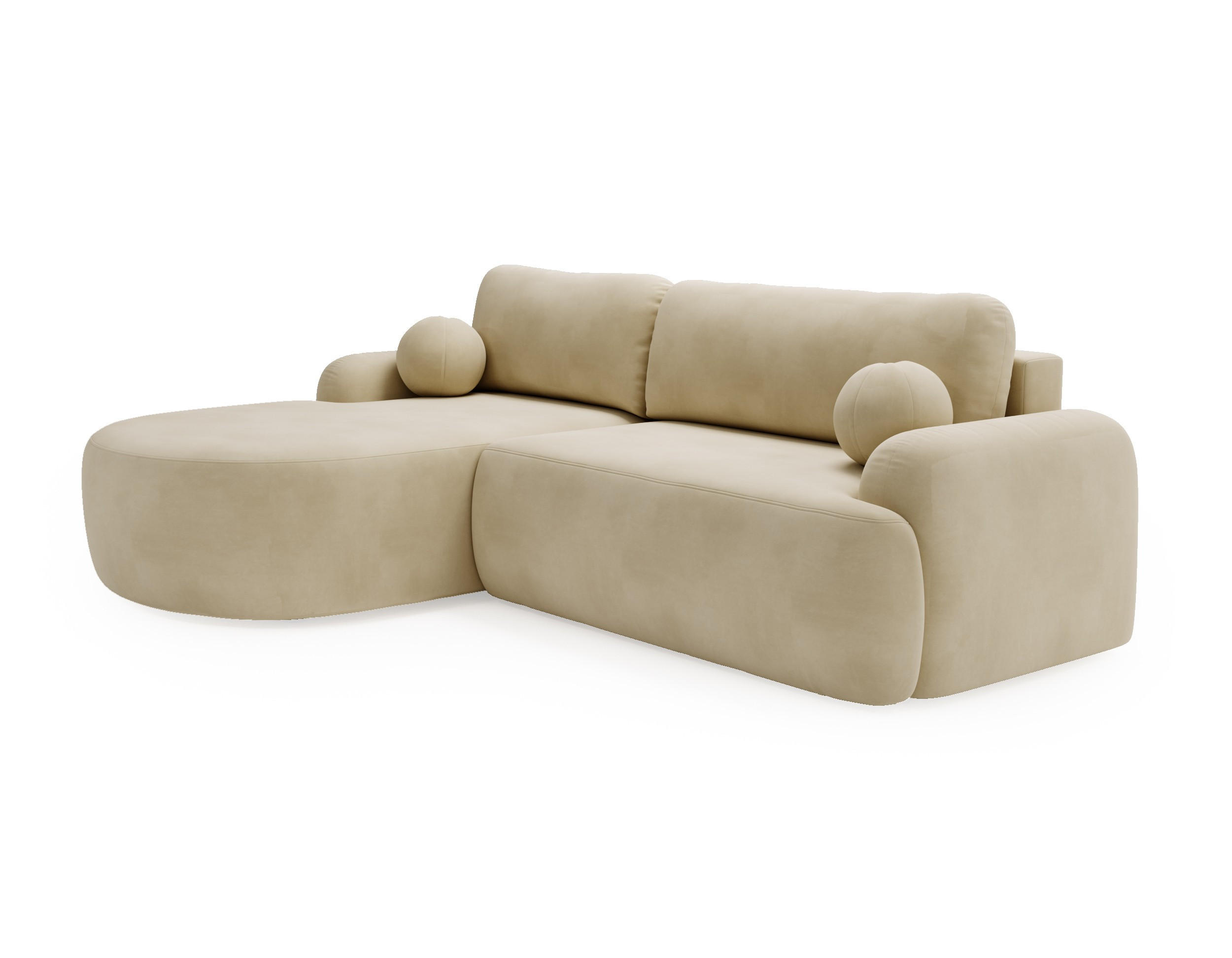 ECKSOFA Cloudy Beige, Sofa aus Velourstoff mit Kissen, linke seite - Beige, Holzwerkstoff/Textil (177/261cm) - Bettso