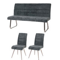 ESSZIMMER-SET Blau 3er-Set - Blau, Textil (160/100/65cm) - MCW