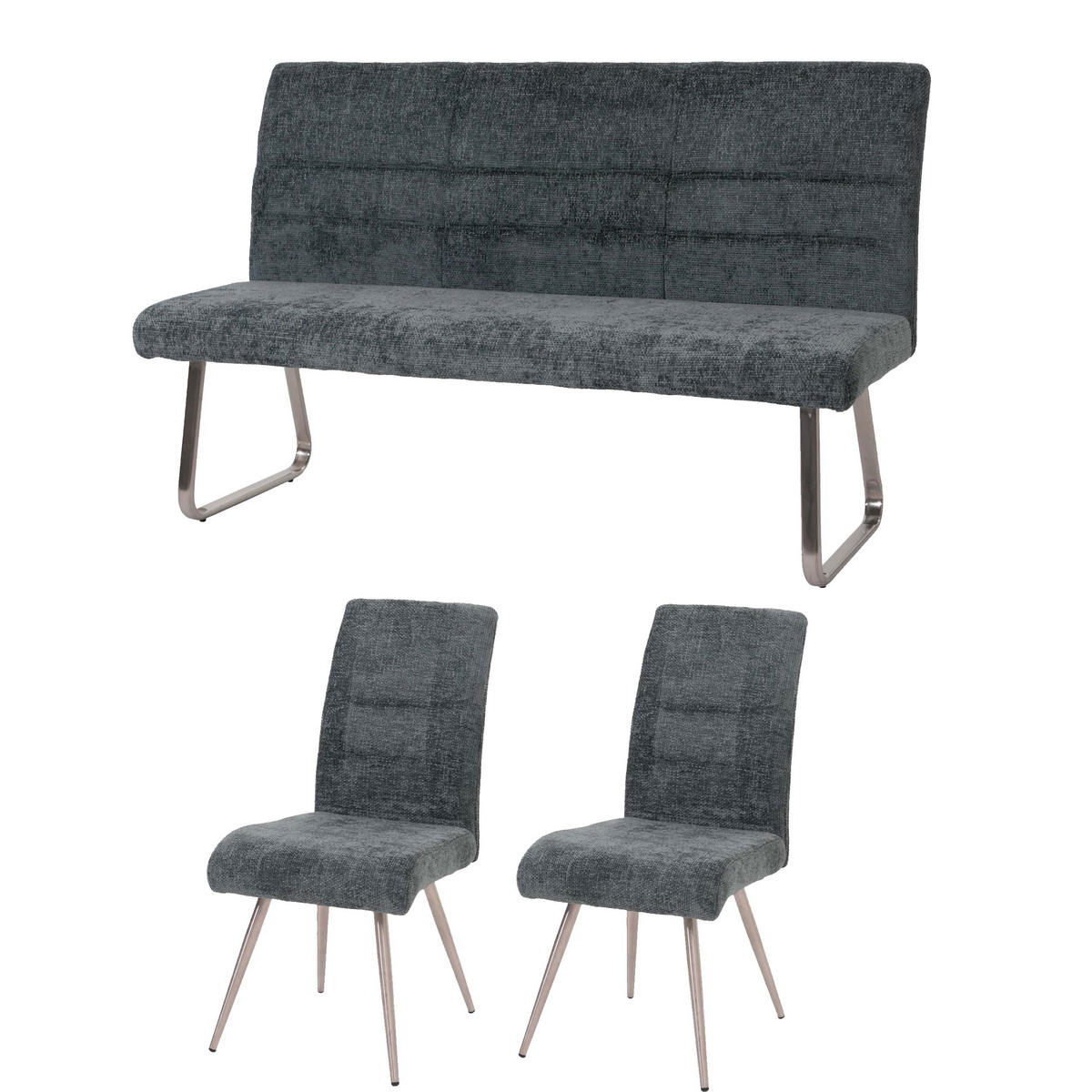 ESSZIMMER-SET Blau 3er-Set - Blau, Textil (160/100/65cm) - MCW