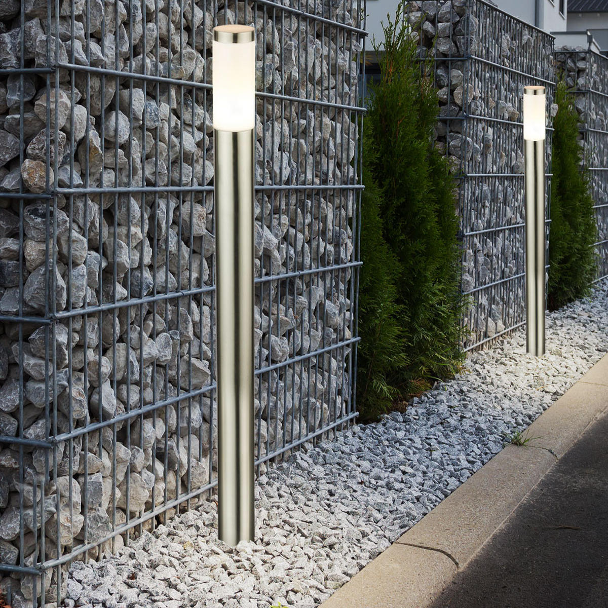 WEGELEUCHTE Edelstahl Silber 2er Set - Silberfarben, Kunststoff (12.7/12.7/110cm) - Globo Lighting
