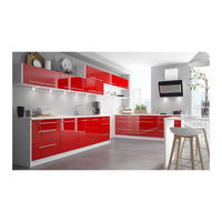 KÜCHENLEERBLOCK Brerra Cdb karminrot lackiert / weiß matt 13-teilig - Rot/Weiß, Holzwerkstoff (490/168/50cm) - Feldmann-Wohnen