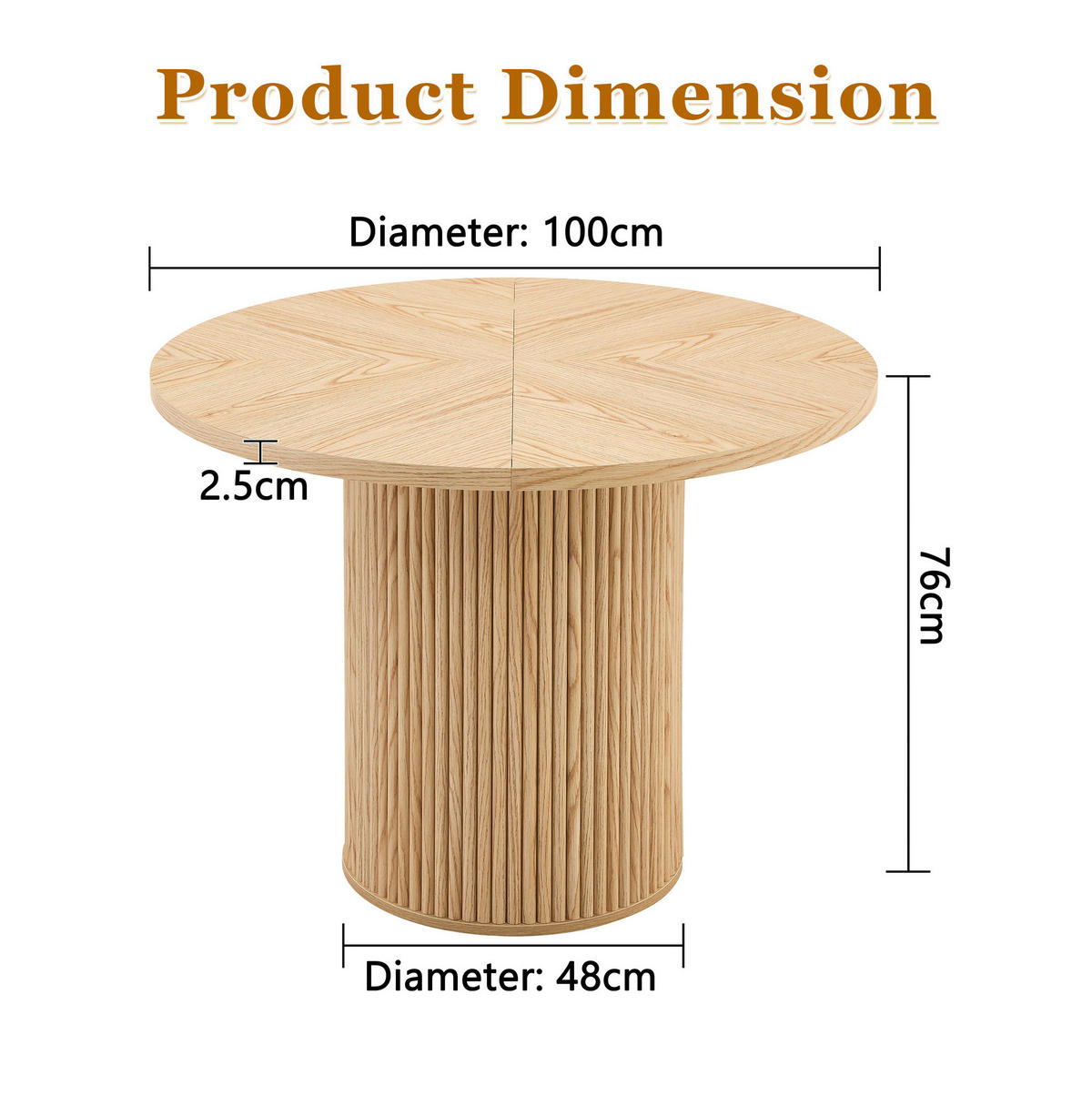 JÍDELNÍ stůl 100/100/76 cm v přírodním dekoru z MDF a kovu s úložným prostorem - přírodní, kompozitní dřevo (100/100/76cm) - OKWISH