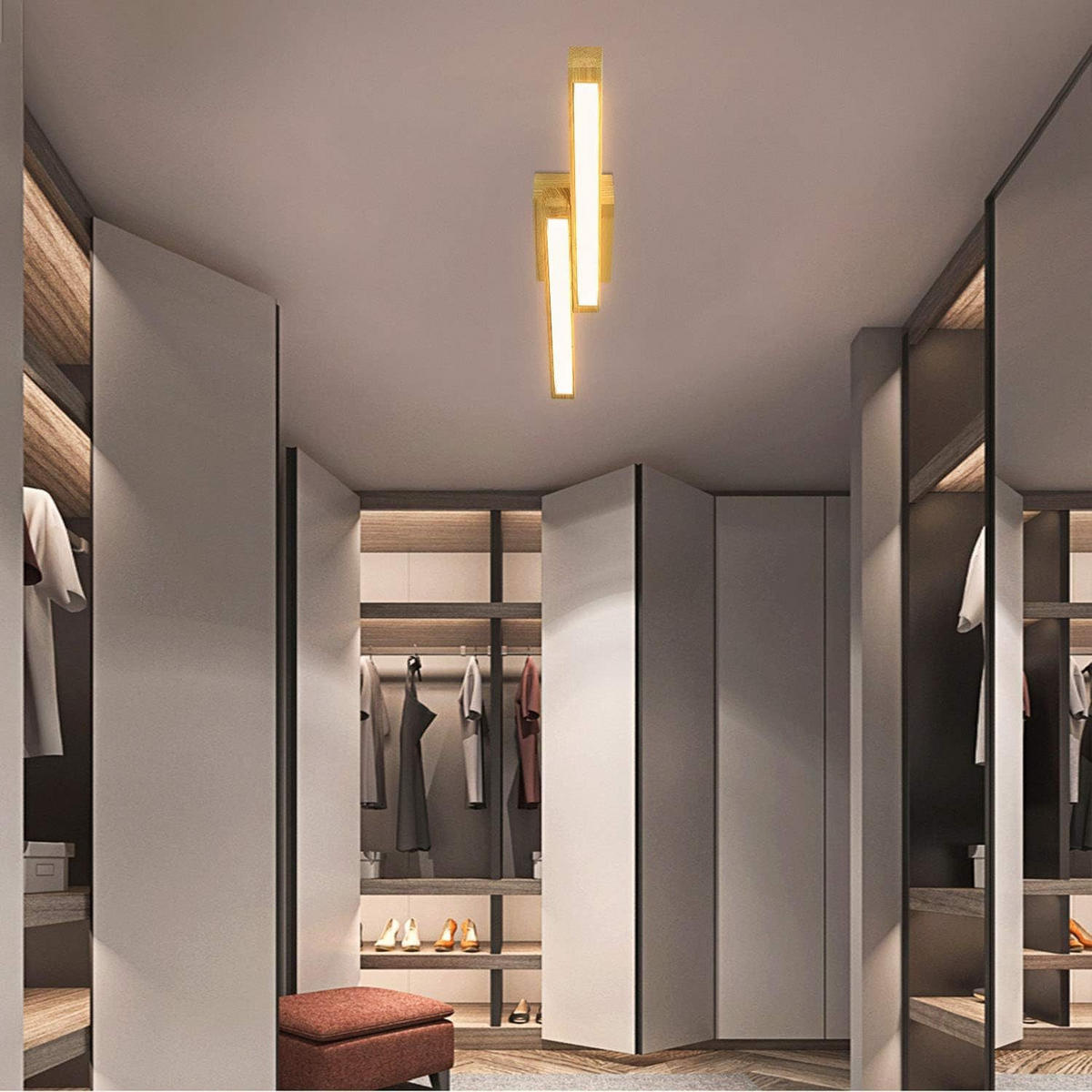 LED-DECKENLEUCHTE Yvonne 90/11/8 cm - Braun, Holzwerkstoff (90/11/8cm) - Nettlife