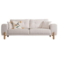 SOFA Skandi 3-Sitzer Teddy Creme - Creme, Holz/Textil (235/78/93cm) - Villa Möbel