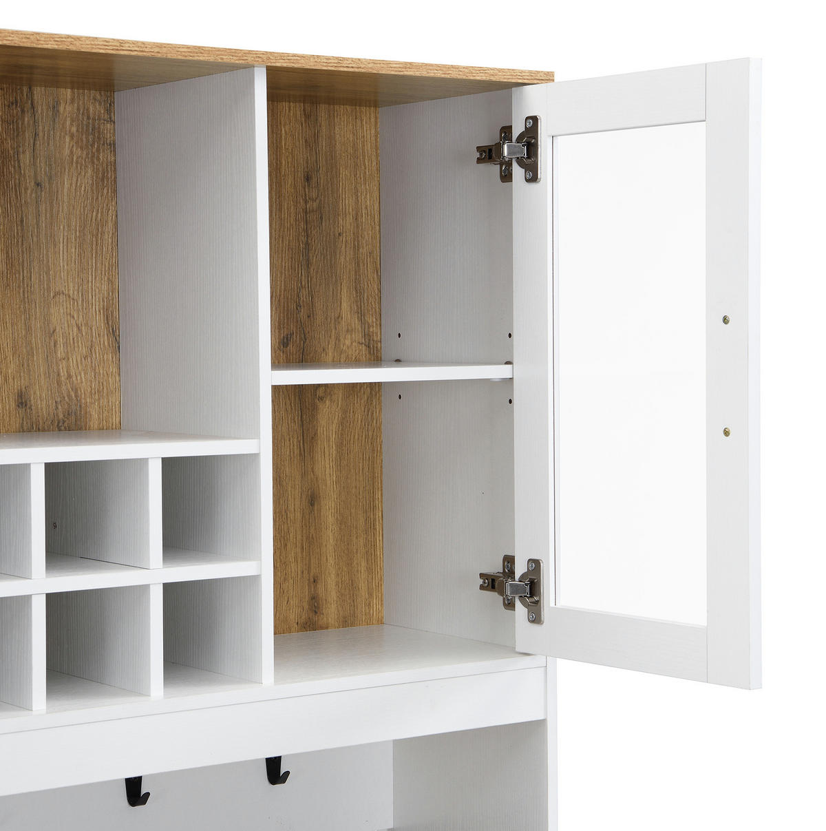 HIGHBOARD 94,5/30/175,5 cm in Weiß mit 5 Türen, 3 Schubladen und Vitrinenfächern - Weiß, Holzwerkstoff (94.5/175.5/30cm) - Flora Grace