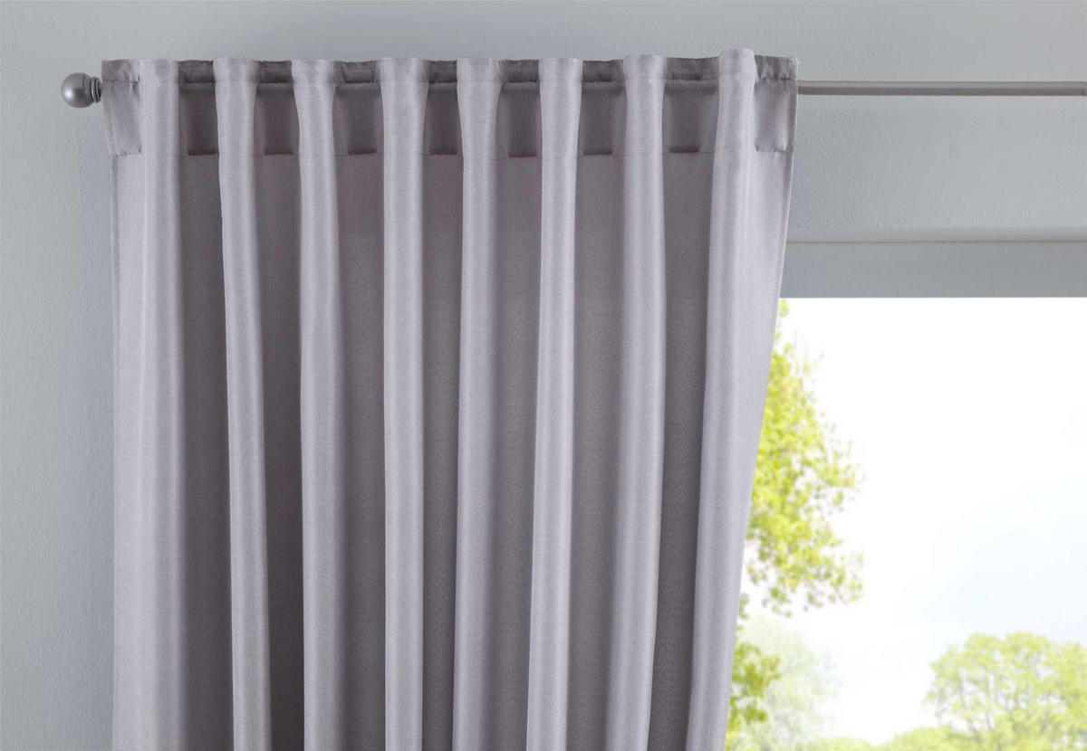 SCHLAUFENGARDINE »Jena« HxB 225x140 cm Silber - Silberfarben, Textil (140/225cm) - Gardinenbox