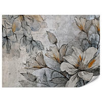 FOTOTAPETE für Büro Blumen Blätter Betongrund Vintage Pflanzen 350x256 - Grau, Papier (350/256cm) - Muralo