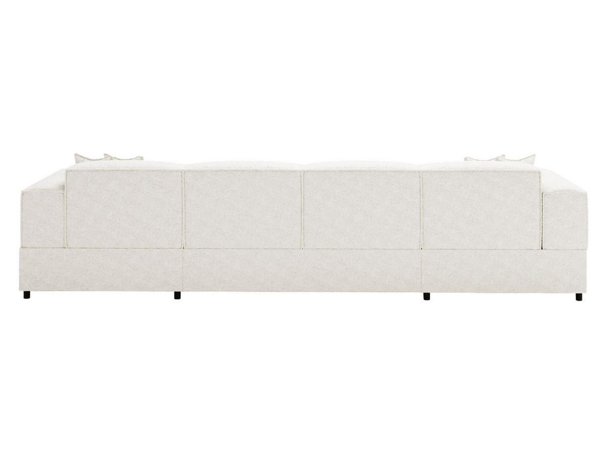 WOHNLANDSCHAFT Santos U Boucle - Creme/Schwarz, Holzwerkstoff/Kunststoff (320/79/166cm) - MIRJAN24