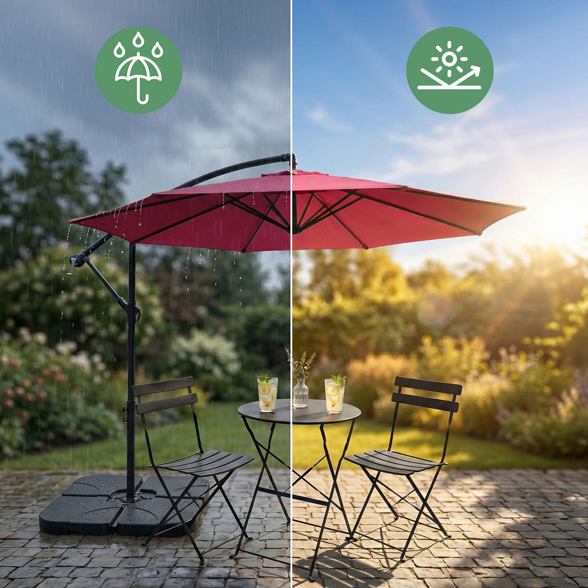SONNENSCHRIM Rot 245/300 cm - Rot/Schwarz, Metall (300/300cm) - Akord