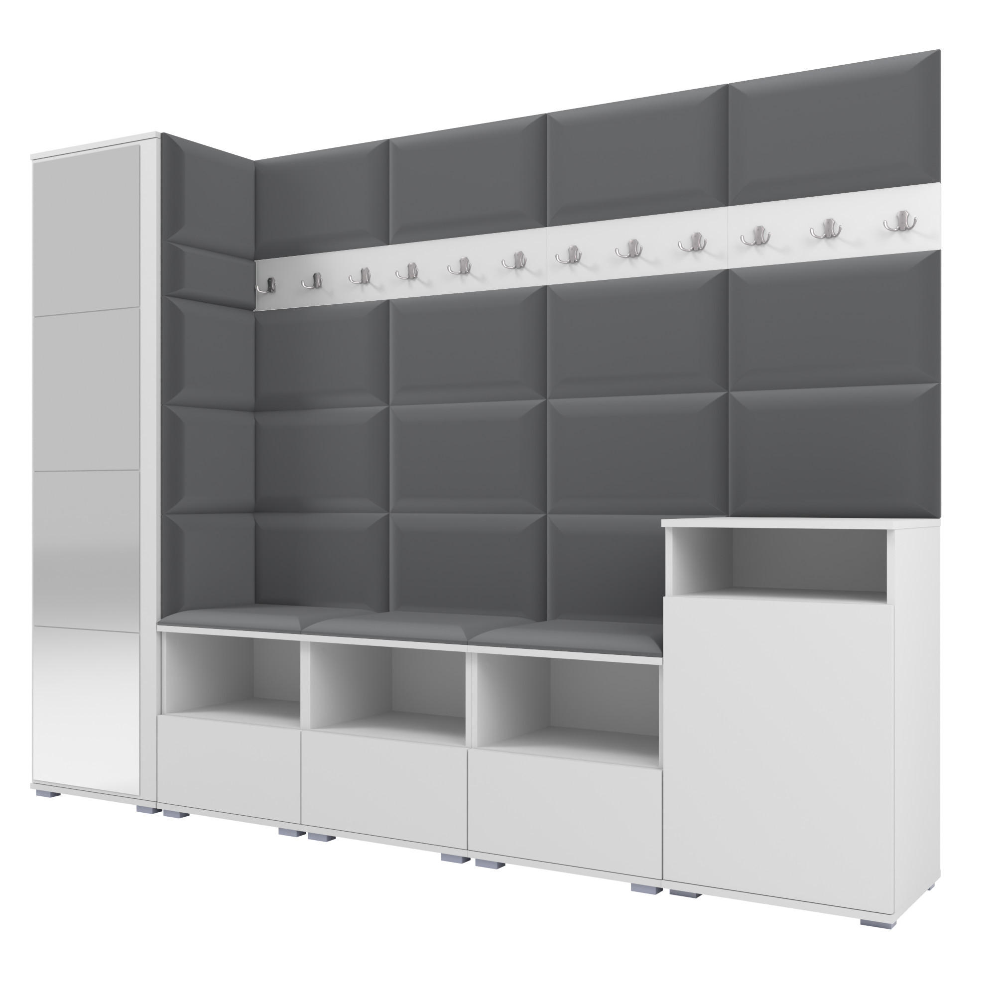Ravio Garderobe Weiß, Dunkelgrau 250x187x40 cm