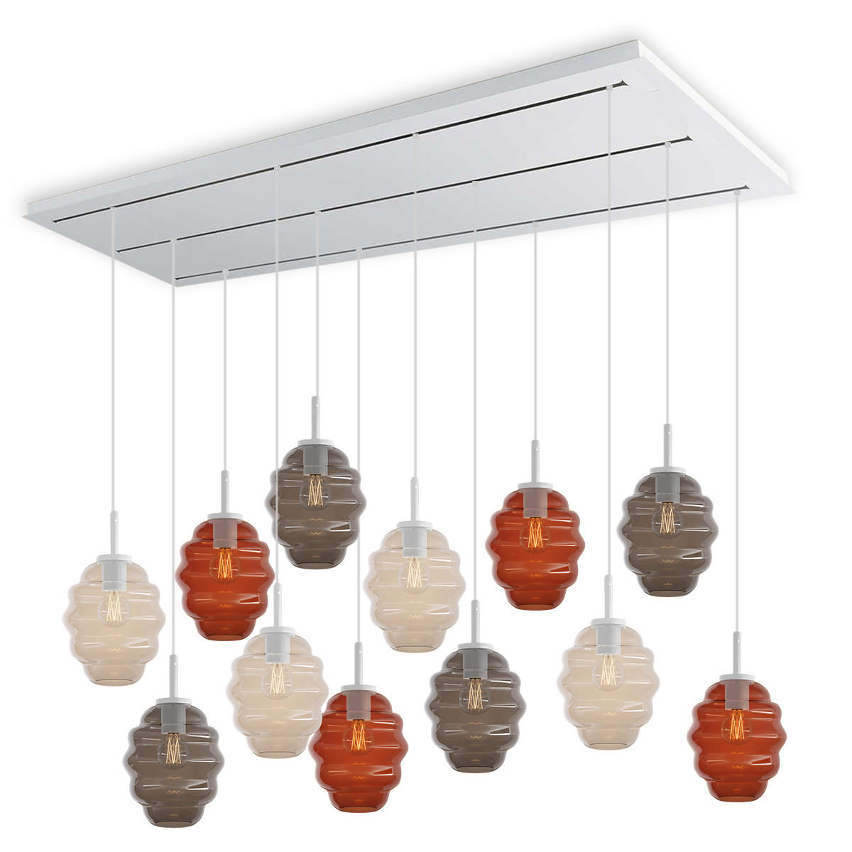 HÄNGELEUCHTE Echos 12-flammig Mehrfarbig Ø 18cm - Multicolor/Weiß, Glas (18/18/20cm) - s.luce