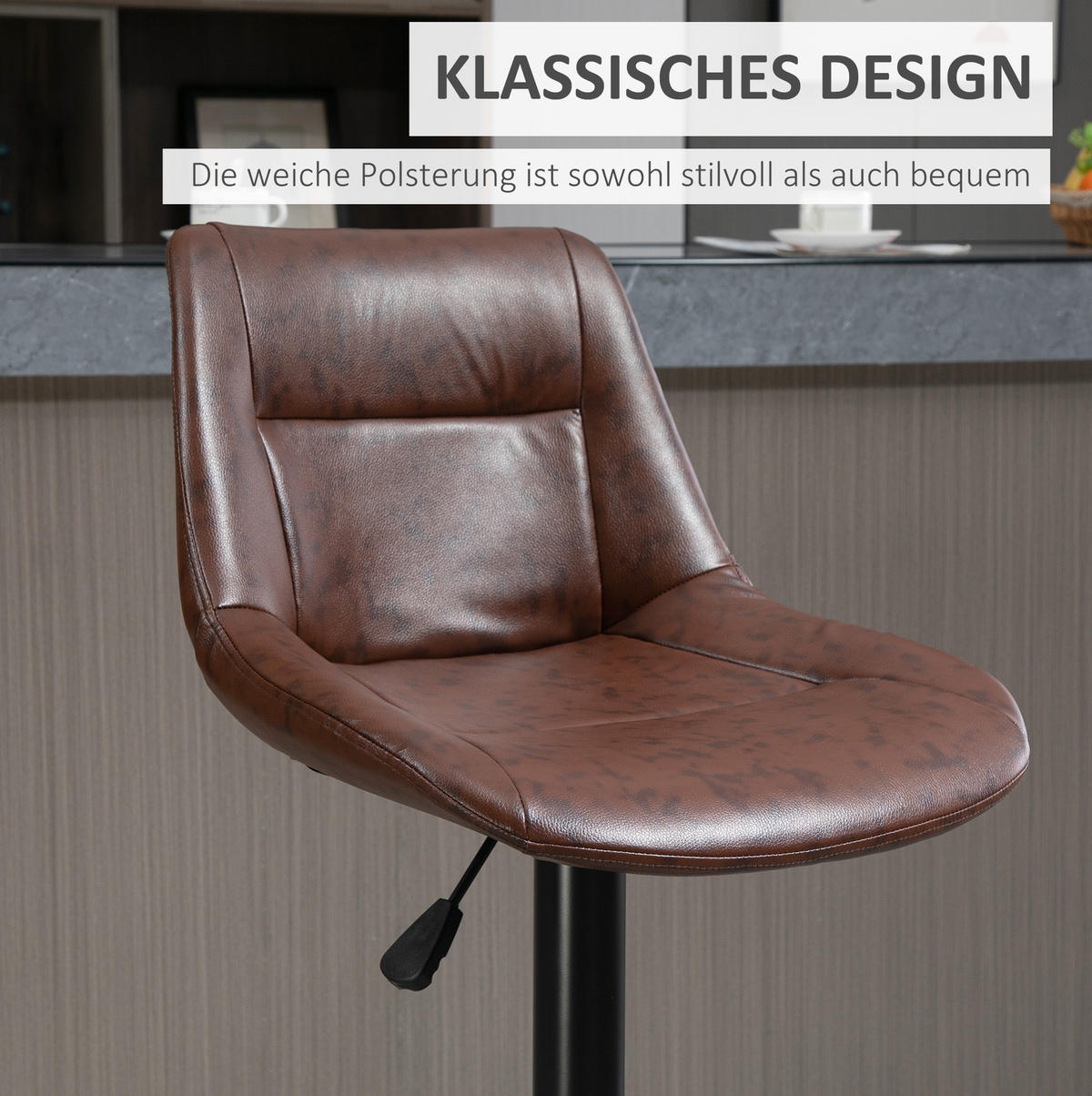 BARHOCKER 2er-Set höhenverstellbar mit Rückenlehne, drehbar, Braun - Braun, Metall (50/108/46.5cm) - MIVRAY