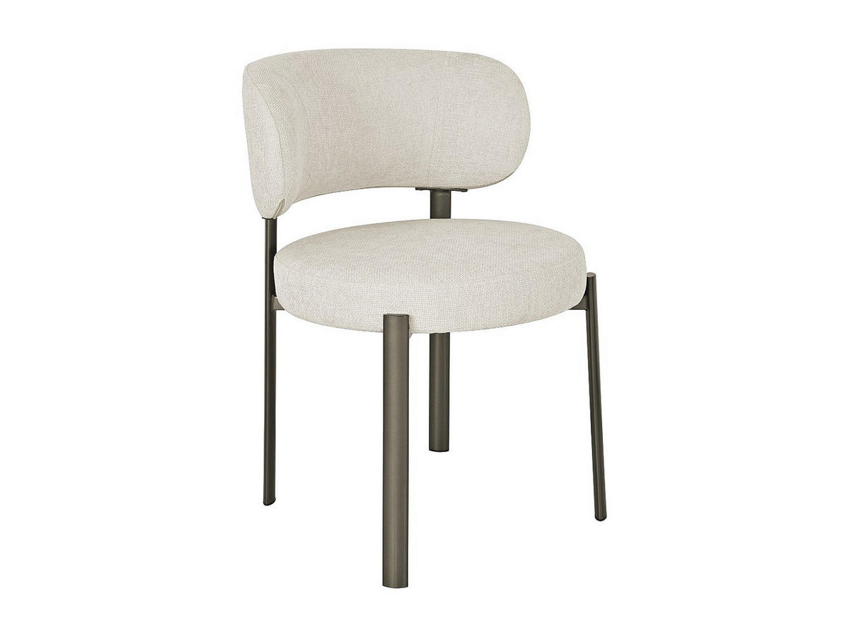 2ER-SET Stühle aus strukturiertem Stoff und Bronze-Metall - Creme - ASILOVA - Creme, Textil (55/78.5/60.5cm) - Vente-Unique