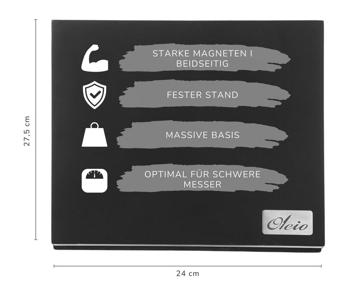 MAGNETISCHER MESSERHALTER - Schwarz, Holz (24/10.5/27.5cm) - Oleio