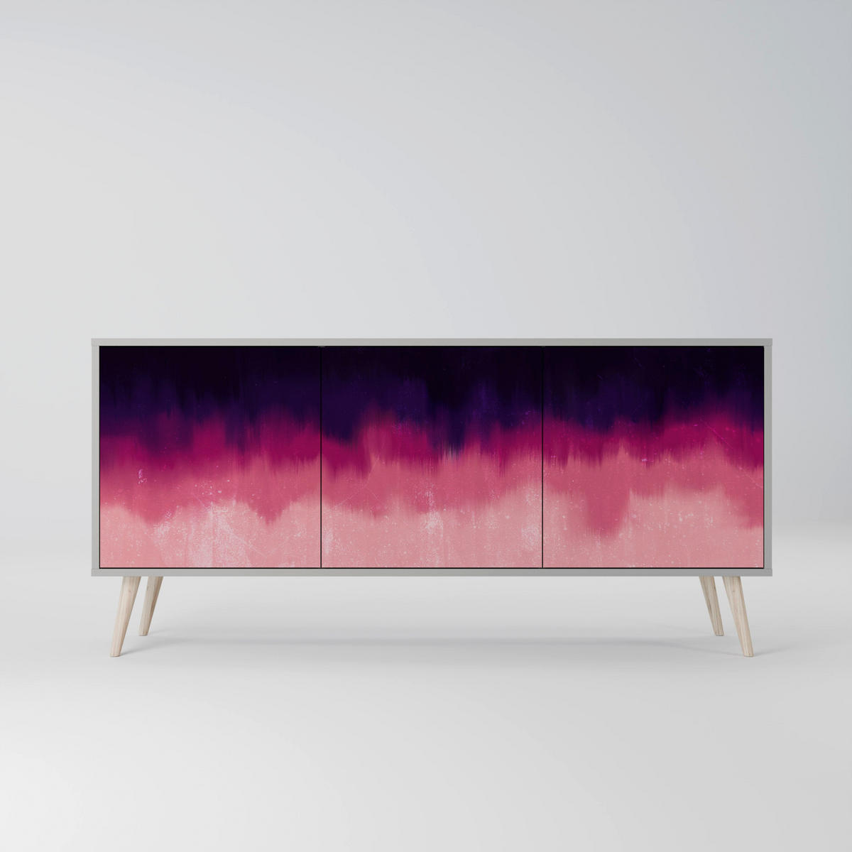 SIDEBOARD AURORA BOREALIS, Eicheneffekt, 164,5x42x77,5 cm, 3 Türen - Eichefarben/Buchefarben, Holzwerkstoff/Buchenholz (164.5/77.5/42cm) - SpaceRebels
