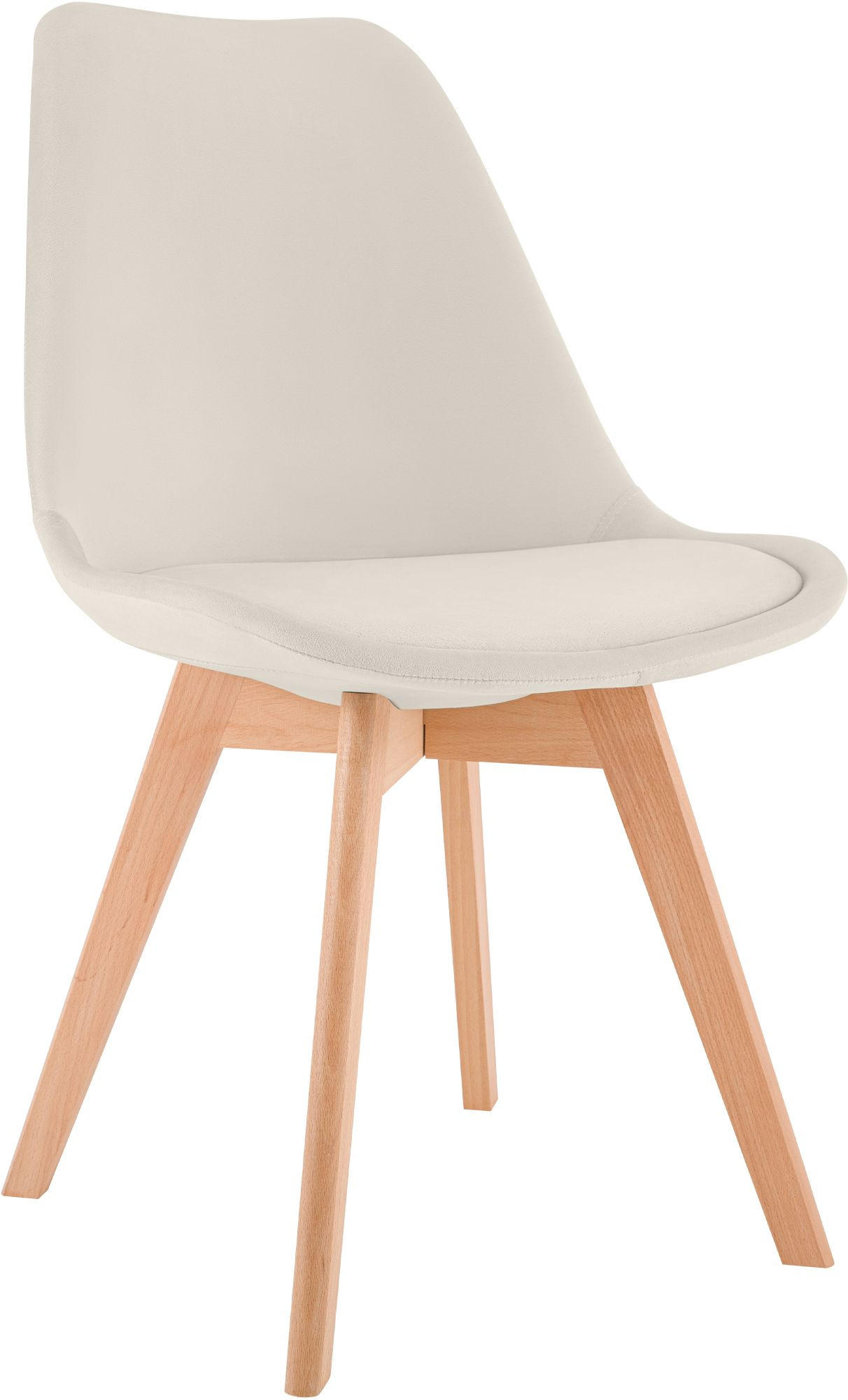 STUHL Samt beige - Eukalyptusholzfarben/Beige, Holz/Textil (49/83/50cm) - CLP