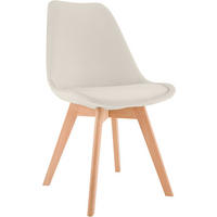 STUHL Samt beige - Eukalyptusholzfarben/Beige, Holz/Textil (49/83/50cm) - CLP