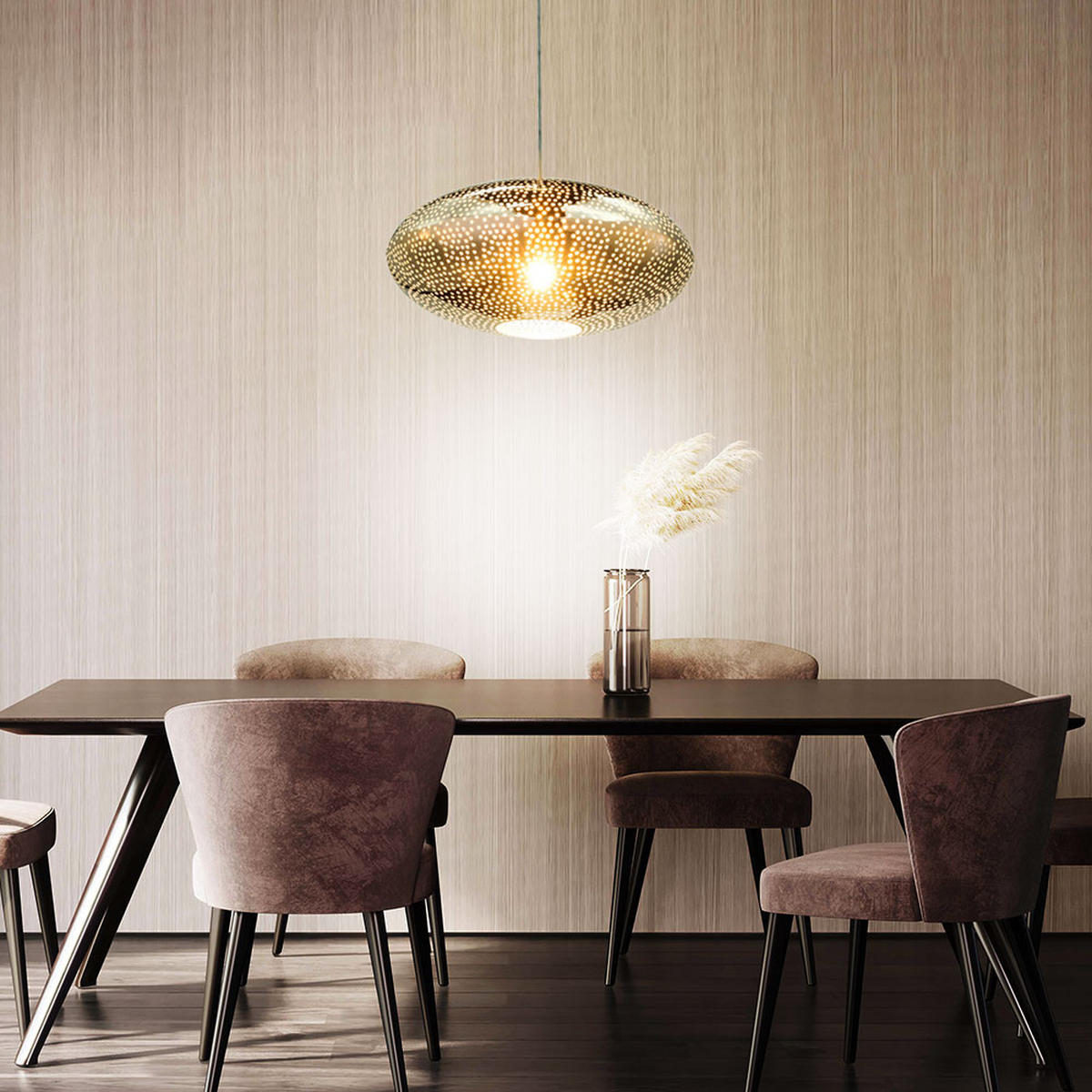 HÄNGELEUCHTE Chrom Silber dekorativer Schirm - Silberfarben, Metall (40/40/122cm) - Globo Lighting