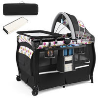 BEISTELLBETT Schwarz - Schwarz, Textil - COSTWAY