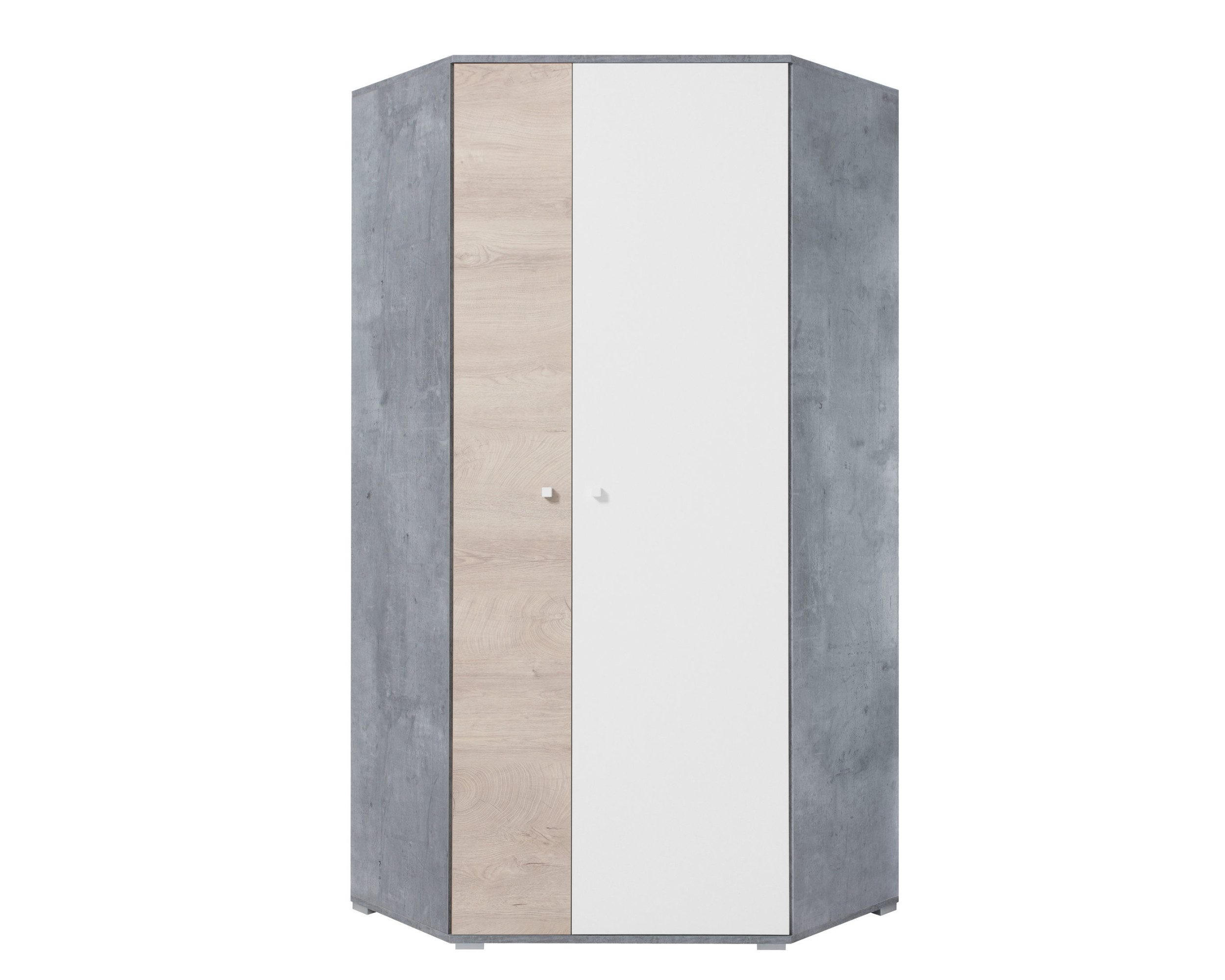 Deine Möbel 24 Eckschrank Grau, Weiß, Sonoma Eiche 90x190x90 cm