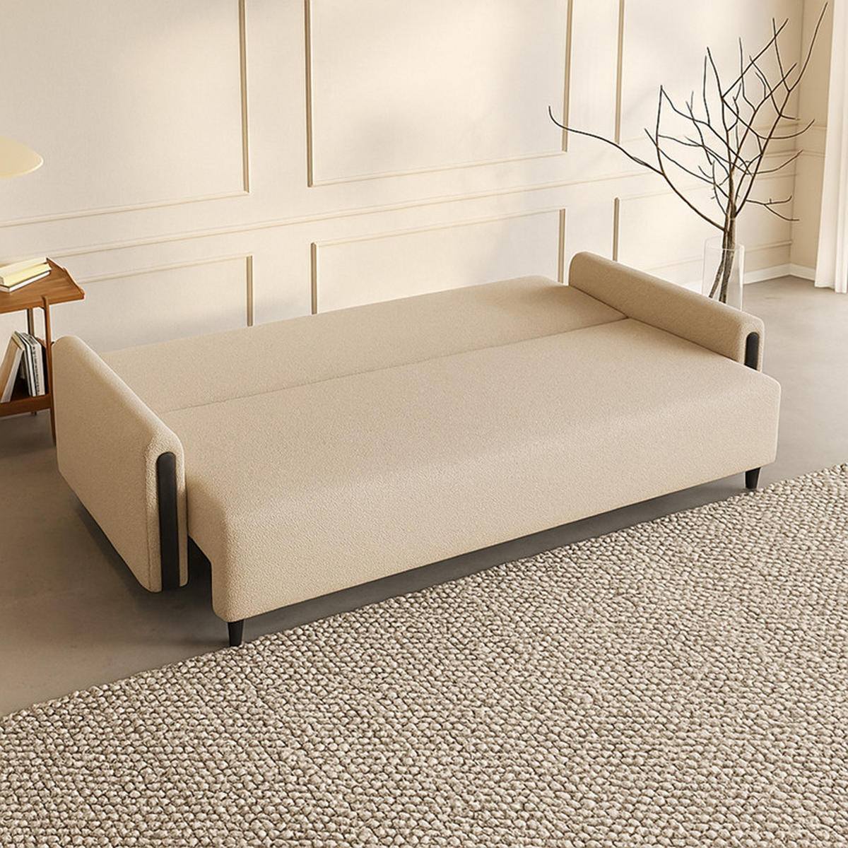 SOFA Hellbeige Modern Mit Schlaffunktion Buche - Beige, Textil (236/93/97cm) - Sepro Meble