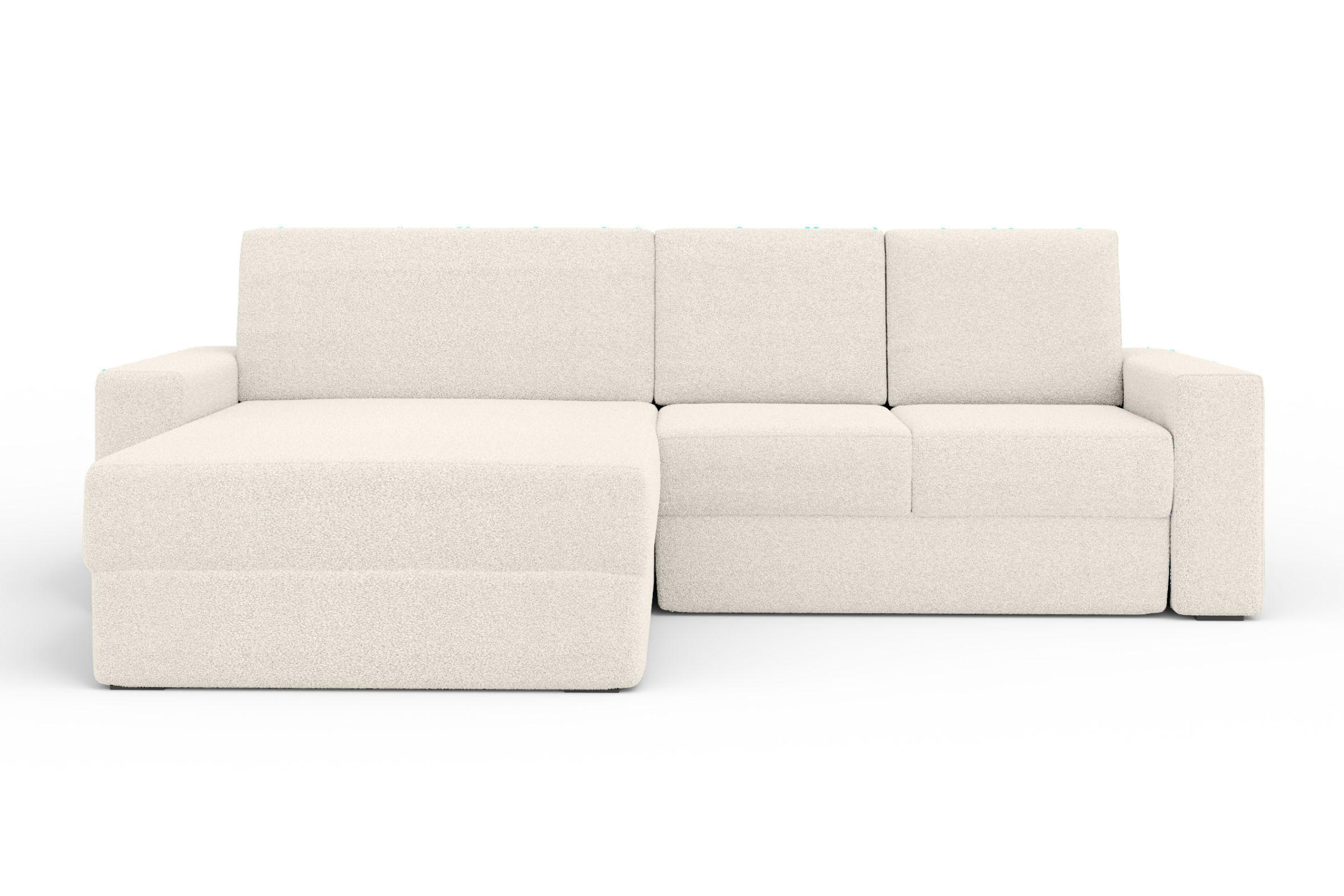 ECKSOFA TOCO XL 275/170 cm in Boucle Ecru links - Hellgrau, Holz/Holzwerkstoff (275/170cm) - Deine Möbel 24