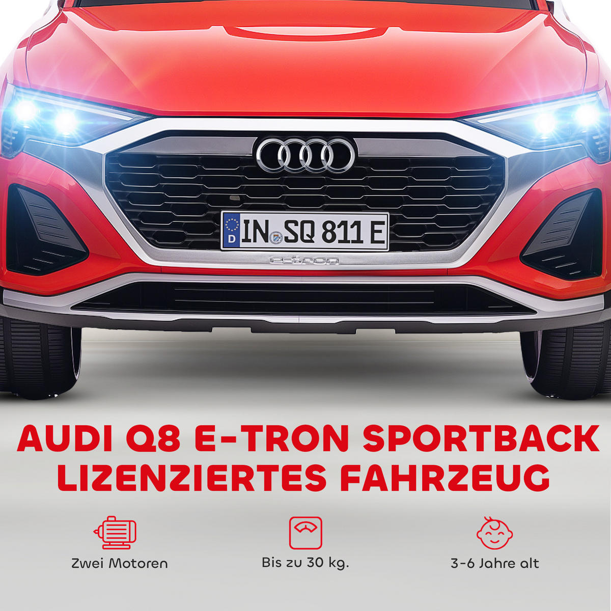 EELEKTRO-KINDERAUTO DE-06281 Audi Q8 lizenziert mit Fernsteuerung Rot - Rot, Kunststoff/Metall (98/49.5/43cm) - ComfortXL