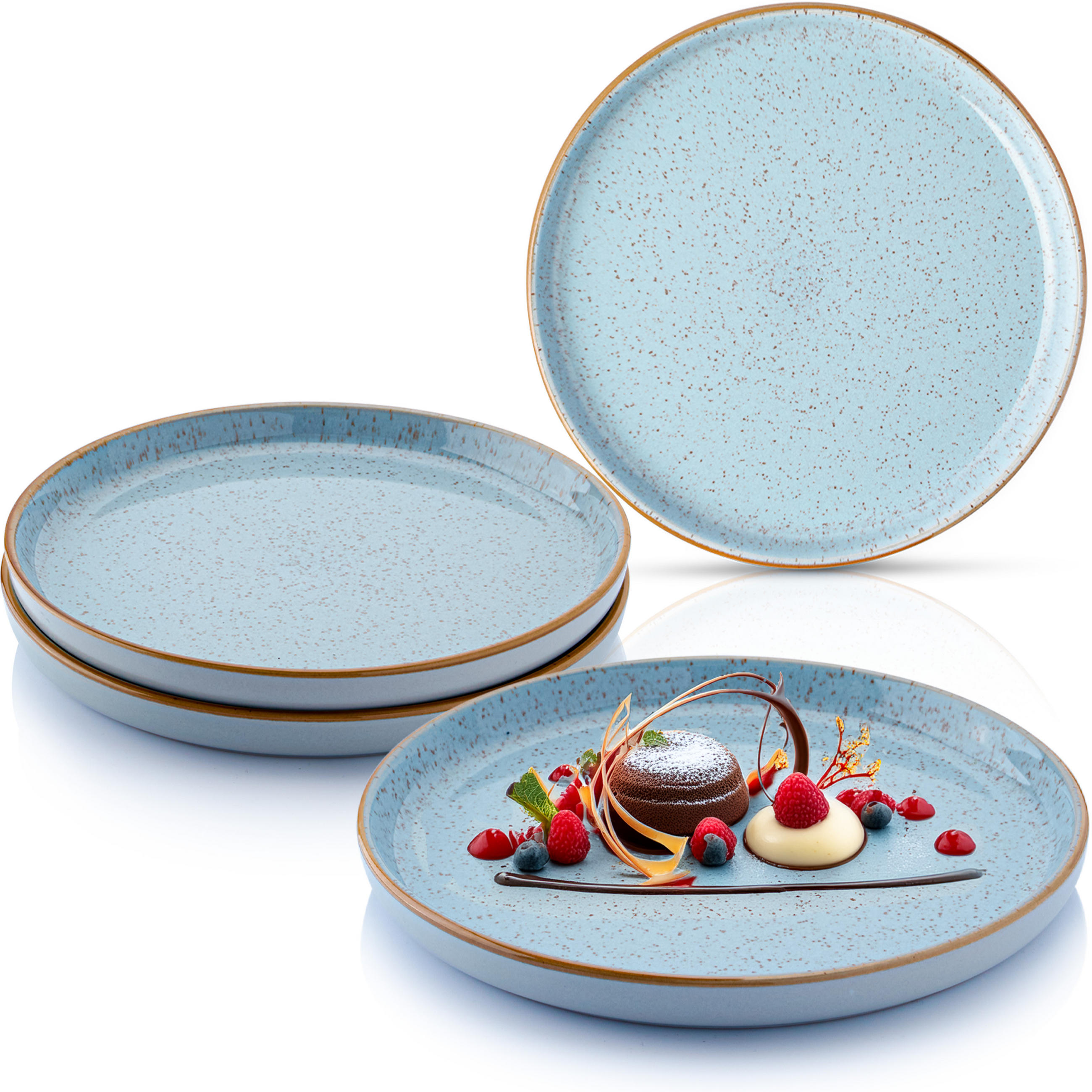 DESSERTTELLER SET RIO LAGUNE - 4 teilig aus Steingut - Blau, Keramik (13cm) - Sänger