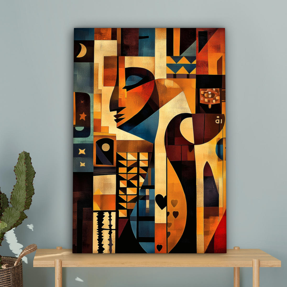 LEINWANDBILD Figuren - Abstrakt - Symbole 60x90 cm - Terracotta, Textil (60/90cm) - MuchoWow