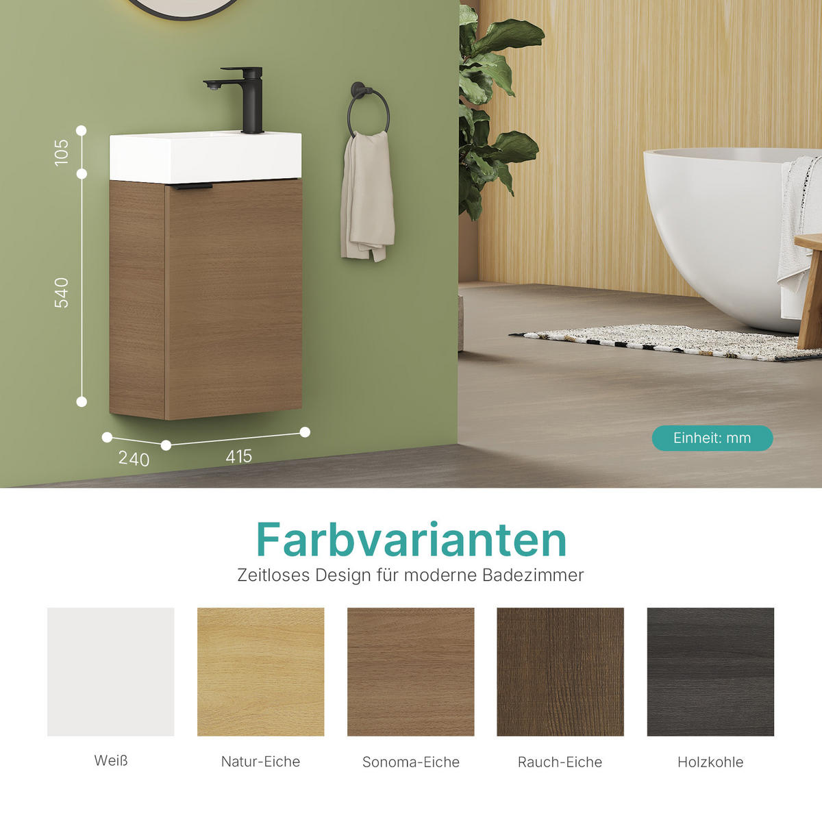 WASCHTISCH-SET 2-teilig Sonoma Eiche 41,7/24/64,6 cm - Sonoma Eiche, Holzwerkstoff (41.7/64.6/24cm) - EMKE