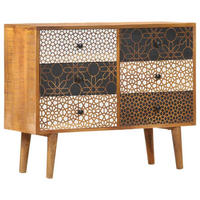 SIDEBOARD Mit Druckmustern 90/30/70 Cm Massivholz Mango - Braun, Holz (30/70/90cm) - vidaXL