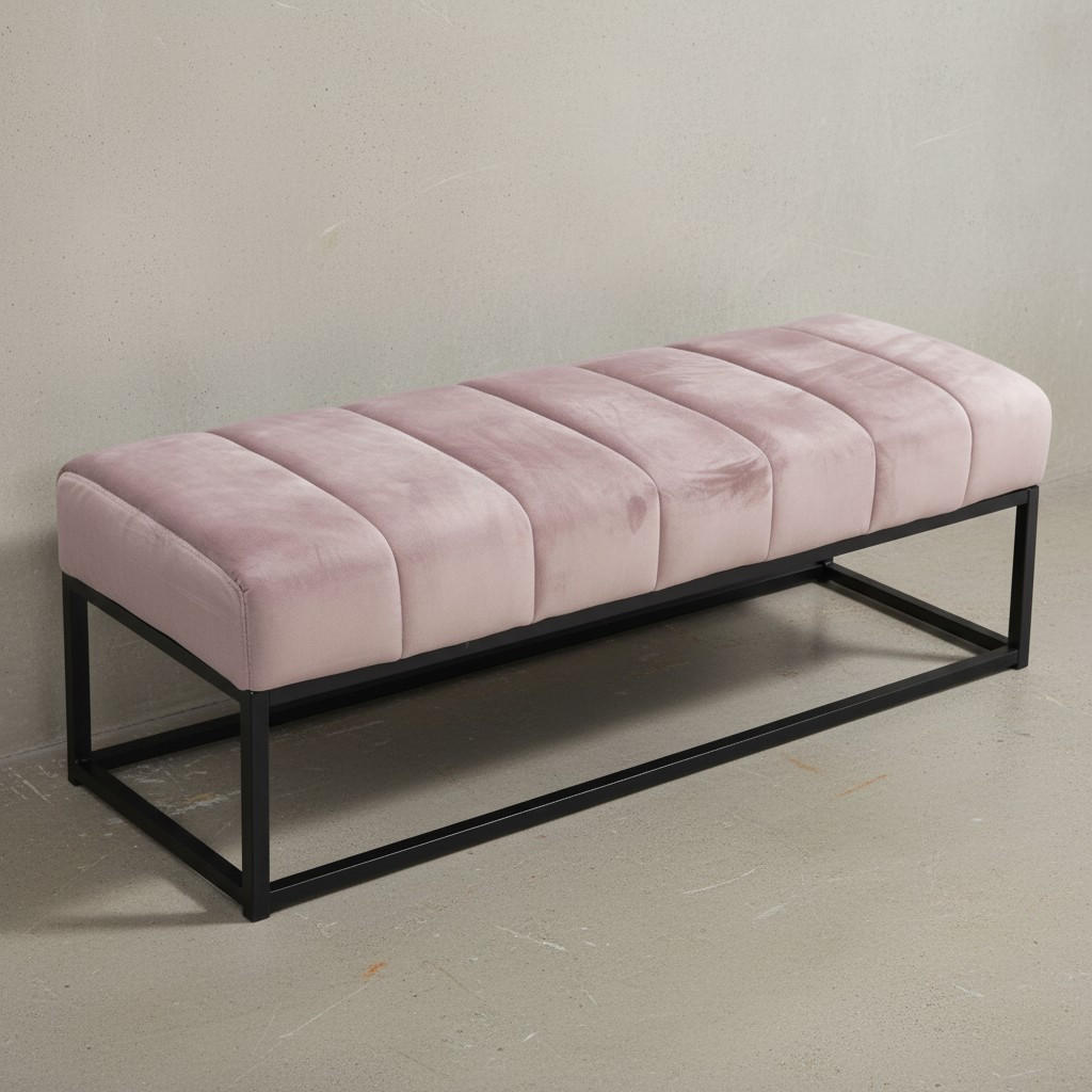 SITZBANK Samt Metallgestell gepolstert, Rosa 108x40x40 cm - Pink/Schwarz, Textil/Metall (108/40/40cm) - KADIMA DESIGN