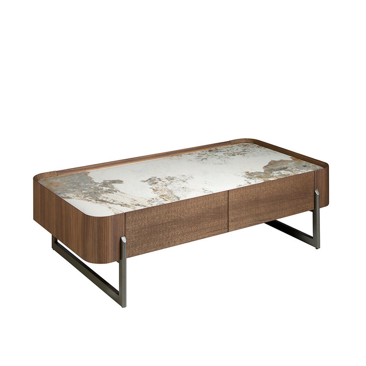 COUCHTISCH Weiß Dunkler Stahl Walnuss 140/75/40 cm - Walnussfarben/Weiß, Holz (75/140/40cm) - ANGEL CERDA