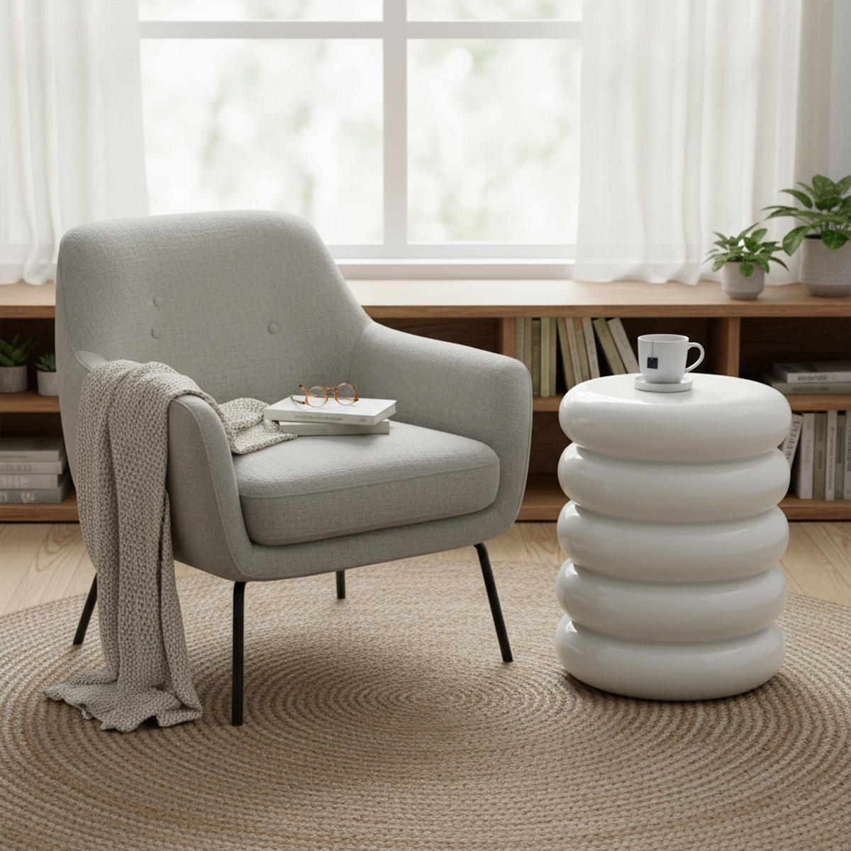 BEISTELLTISCH - Weiß, Metall (31/31/45cm) - Relaxdays